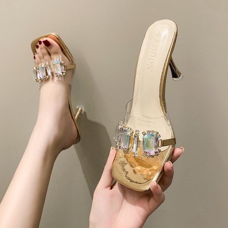 Damen elegante Mules mit geschmackvollen Strassverzierungen R&B