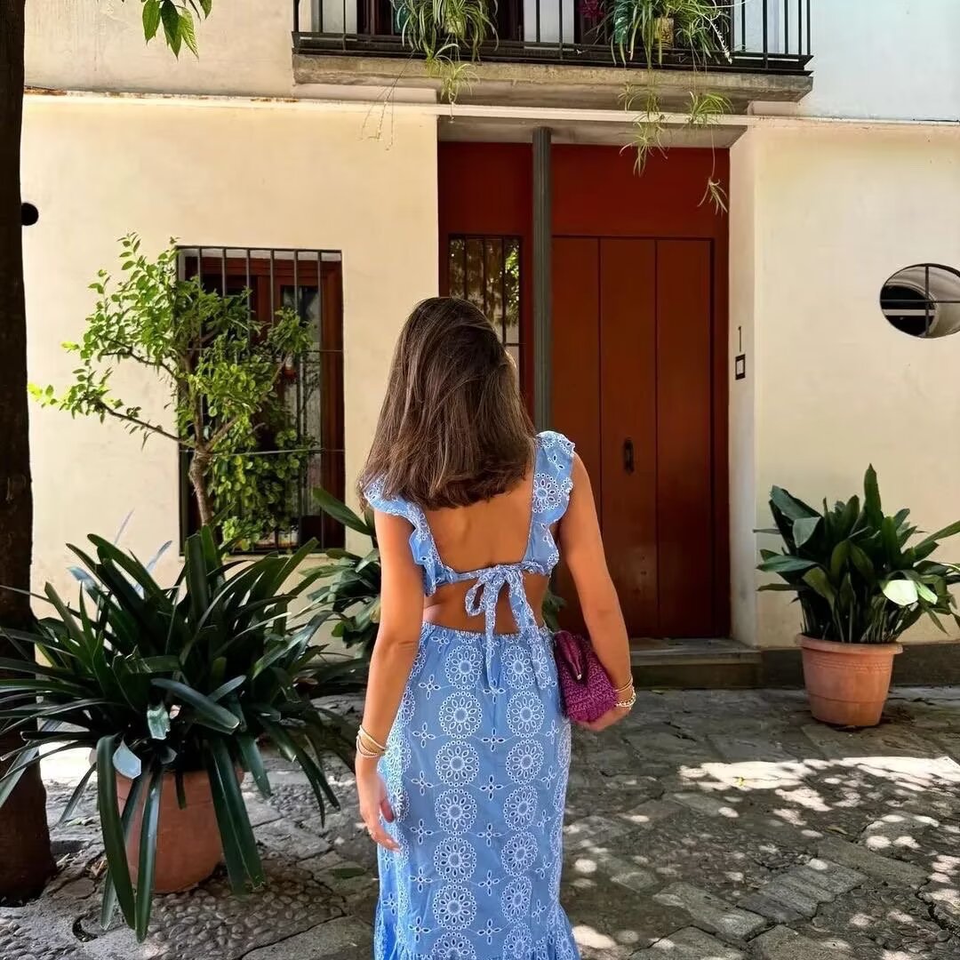 Damen Maxikleid mit Rüschendetails und floralem Muster R&B