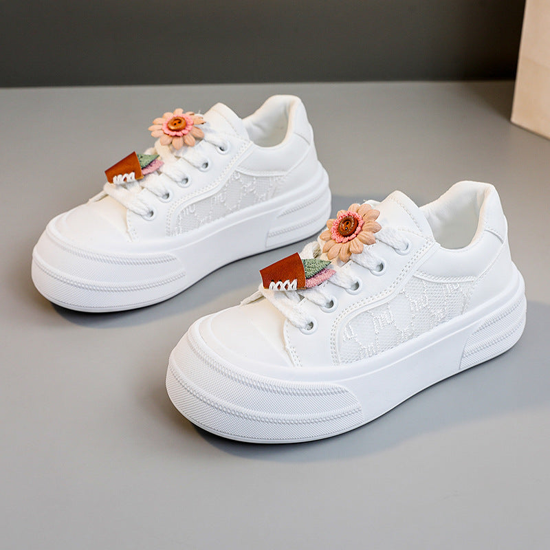 Damen modische Plateau Sneakers mit floralen Applikationen R&B