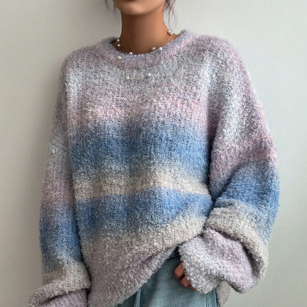 Damen Flauschiger Pullover mit strukturiertem Farbverlauf und weitem Schnitt R&B