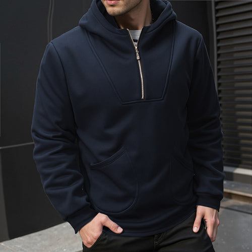Herren Sportlicher Kapuzenpullover mit hohem Kragen und praktischen Reißverschlüssen R&B
