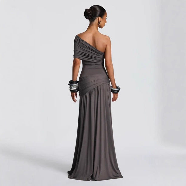 Damen Exquisites Abendkleid im asymmetrischen Design mit hohem Schlitz R&B