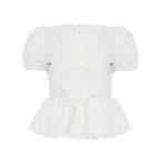 Damen Wickeloberteil mit Puffärmeln und femininem Peplum-Saum R&B
