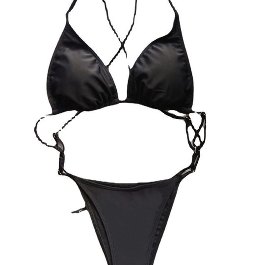 Damen Triangel-Bikini mit ultra-hohem Beinausschnitt und verstellbaren Trägern R&B