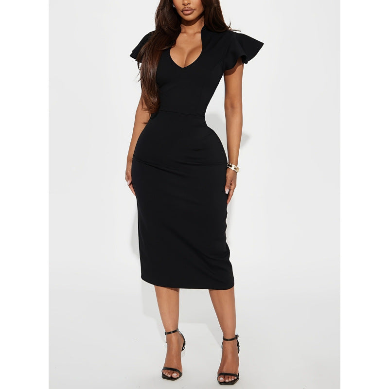 Damen Figurbetontes Midikleid mit Rüschendetails R&B