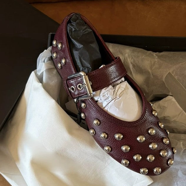 Damen Ballerinas mit dekorativen Nieten und elegantem Schnallenverschluss R&B