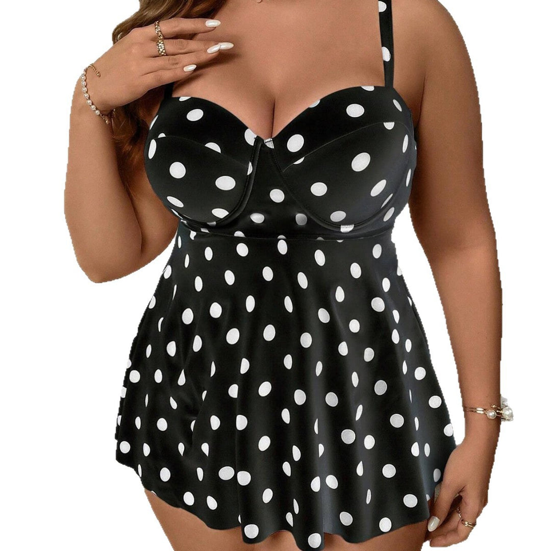 Damen Tankini mit figurbetontem Rock und Polka-Dots R&B
