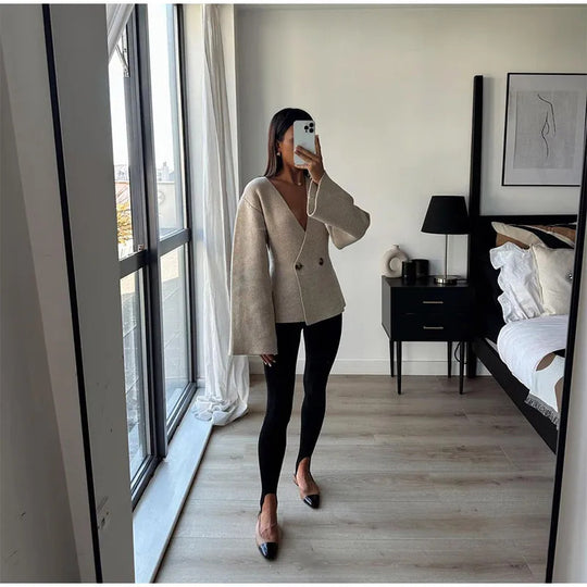 Damen Eleganter Wickelcardigan R&B