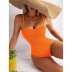 Damen Einteiler Badeanzug mit elegantem Rippendesign und figurschmeichelnder Silhouette R&B