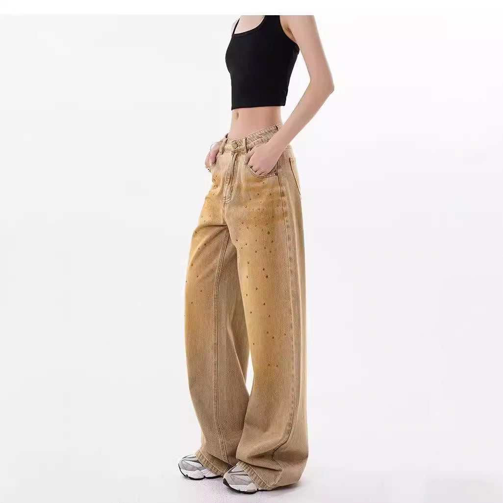 Damen Weite Denim-Jeans mit modischen Akzenten R&B