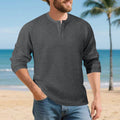 Herren Elegantes Langarmshirt mit Knopfleiste und strukturiertem Stoff R&B