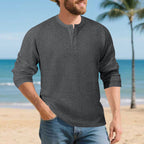 Herren Elegantes Langarmshirt mit Knopfleiste und strukturiertem Stoff R&B