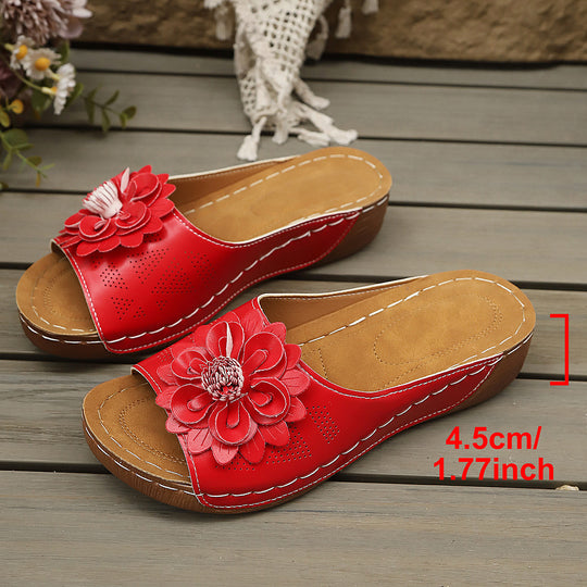 Damen Wedge-Pantoletten mit floralem Detail R&B