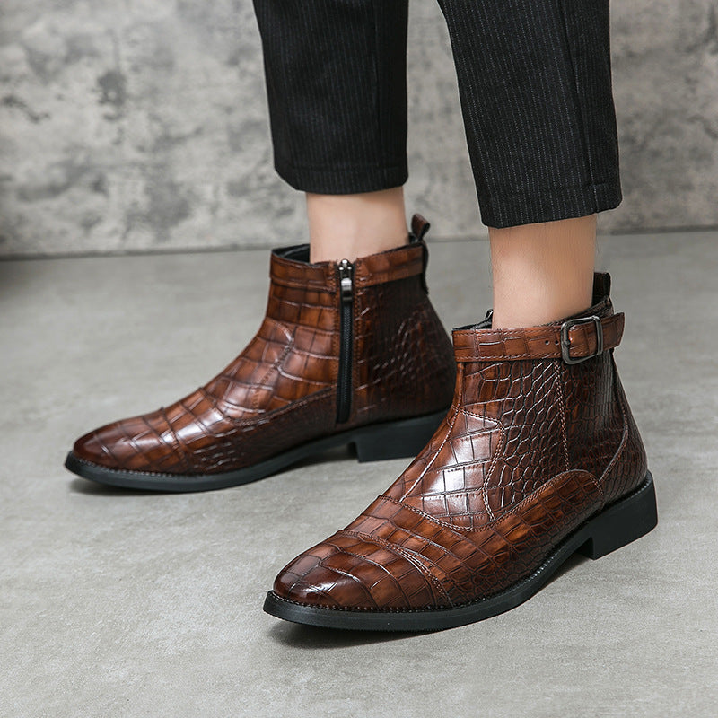 Damen elegante Schnürstiefeletten mit modischem Krokodilmuster R&B