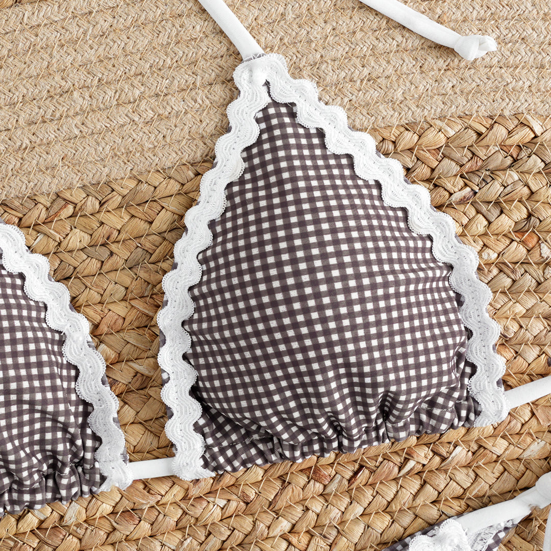 Damen Bikini-Set mit verziertem Triangel-Oberteil und verstellbarem Höschen R&B