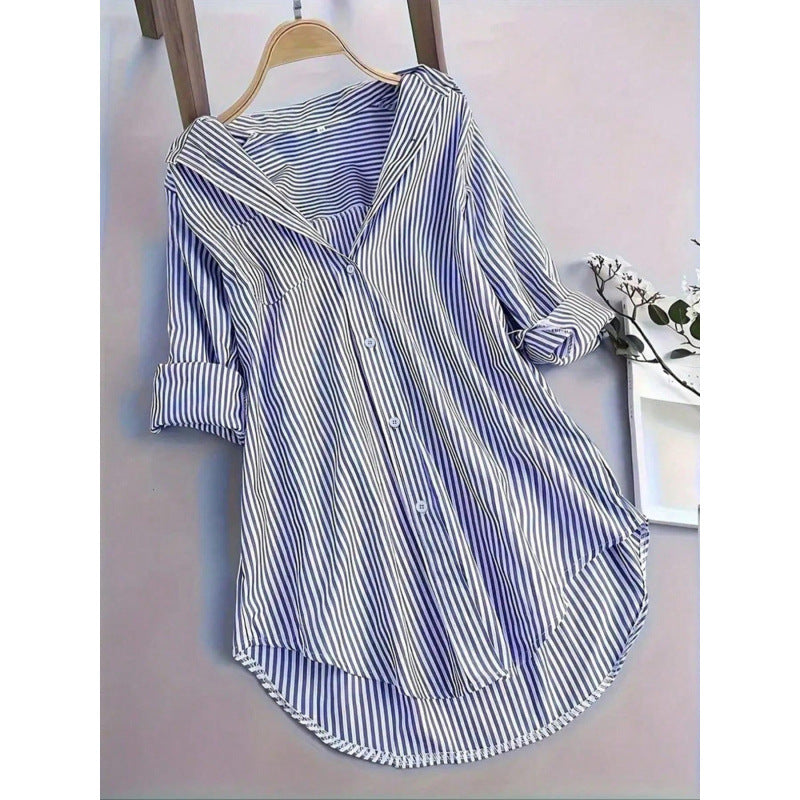 Damen lässige Hemdbluse mit Streifenmuster R&B