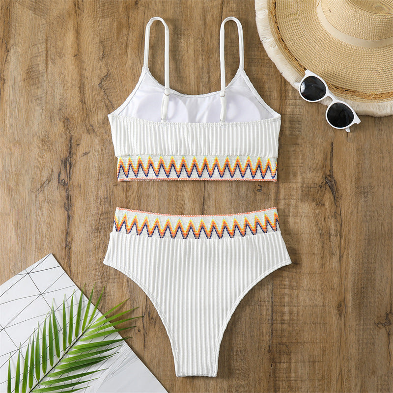 Damen Bikini-Set mit modischem Streifenmuster und hochwertigem Material R&B