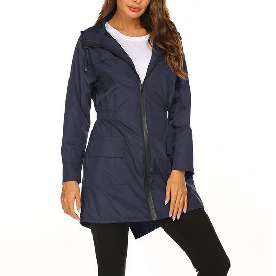 Damen Outdoor-Jacke mit verstellbarer Kapuze und elastischem Bund R&B