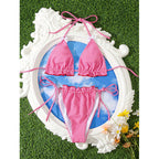 Damen Triangel-Bikini mit verspieltem Karomuster und seitlichen BindR&Bändern R&B