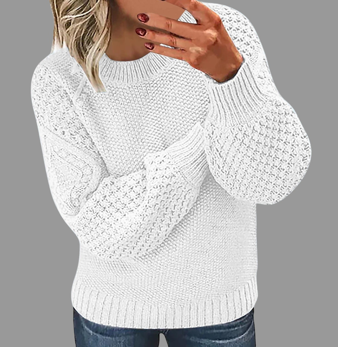 Damen Modischer Strickpullover mit strukturiertem Design und weiten Ärmeln R&B