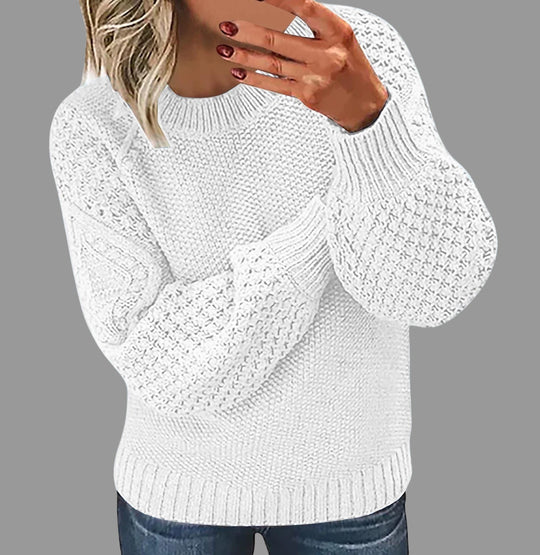 Damen Modischer Strickpullover mit strukturiertem Design und weiten Ärmeln R&B