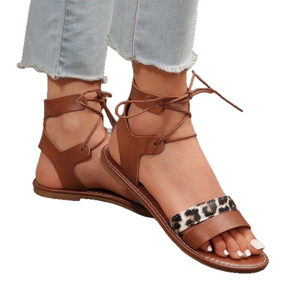 Damen Zehentrenner Sandalen mit elegantem Streifenmuster R&B