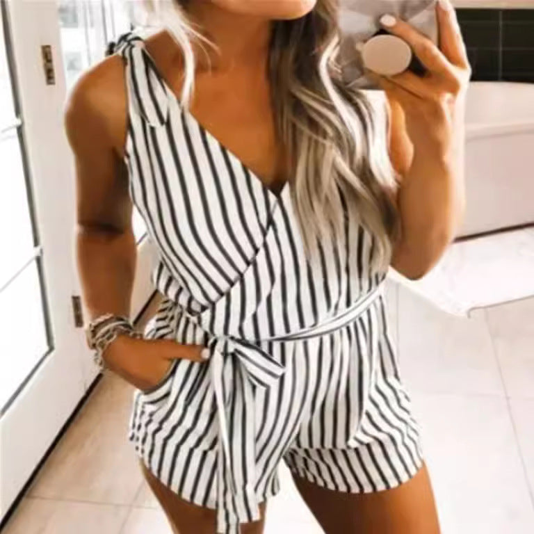 Damen Bequemer Wickel-Jumpsuit mit schmalem Schnitt und seitlichen Taschen R&B