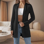 Damen Elegante lange Jacke mit feinem Strukturdesign und offenem Schnitt R&B