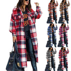 Damen Langarm-Wolljacke mit Karomuster und praktischen Taschen R&B