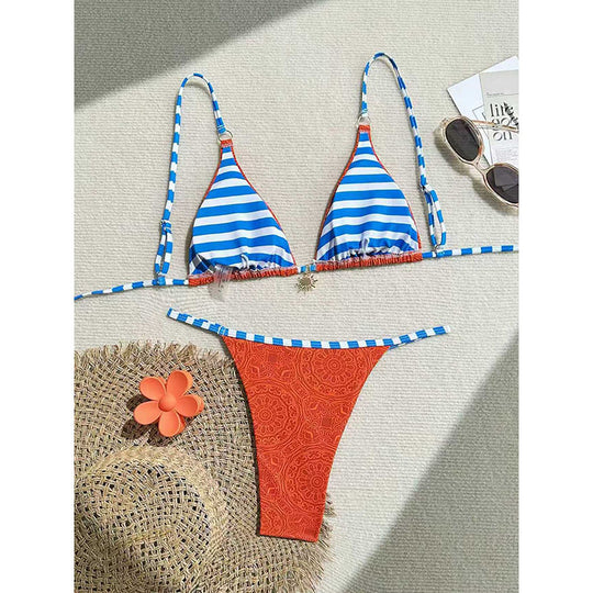 Damen Triangel-Bikini mit geflochtenen Akzenten und verstellbaren Trägern R&B