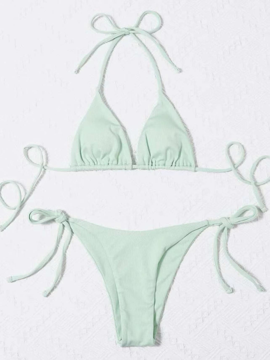 Damen Triangel-Bikini mit verstellbaren Trägern und Ripp-Design R&B
