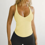 Damen Sportliches Ripp-Trägershirt mit tiefem V-Ausschnitt und figurbetonter Passform R&B
