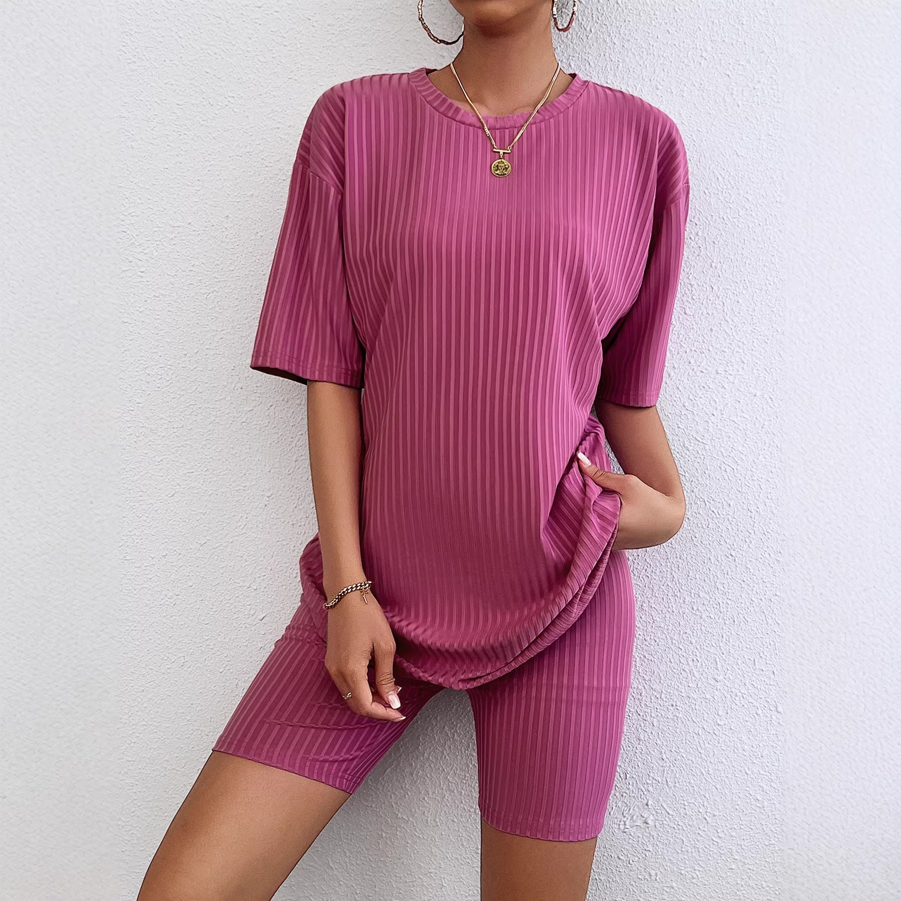 Damen Sportliches Kurzarm-Kleid mit integriertem Radlerhose