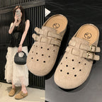 Damen bequeme Clogs mit doppeltem Schnallenverschluss R&B