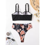 Damen Bikini-Set mit gepolstertem Oberteil und modischen floralem Slip R&B
