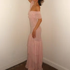 Damen Maxi-Kleid mit voluminösen Rüschendetails und figurformendem Schnitt R&B