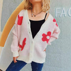 Damen gemütliche Strickjacke mit verspielten Motivakzenten R&B