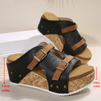 Damen Wedge-Sandalen mit verstellbarem Doppelschnallen-Design R&B