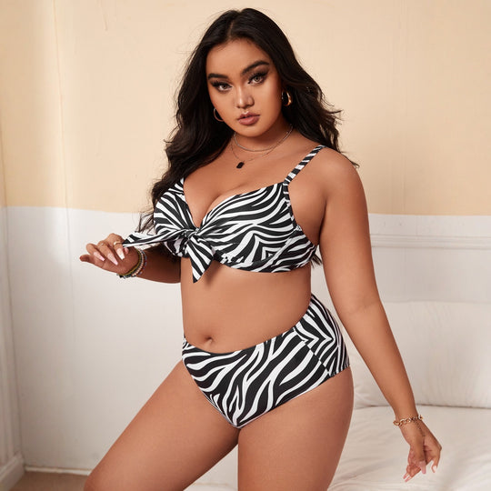 Damen Bunt gemusterter Bikini mit Knotendetail R&B