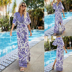 Damen Maxi-Kleid mit floralem Design und seitlichem Schlitz R&B