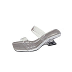 Damen transparente Slingback Sandalen mit klarem Blockabsatz R&B