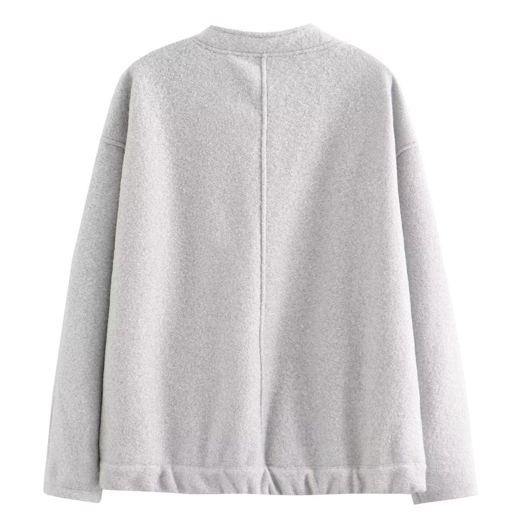 Damen gemütliche und stylische Fleecejacke mit großen aufgesetzten Taschen R&B