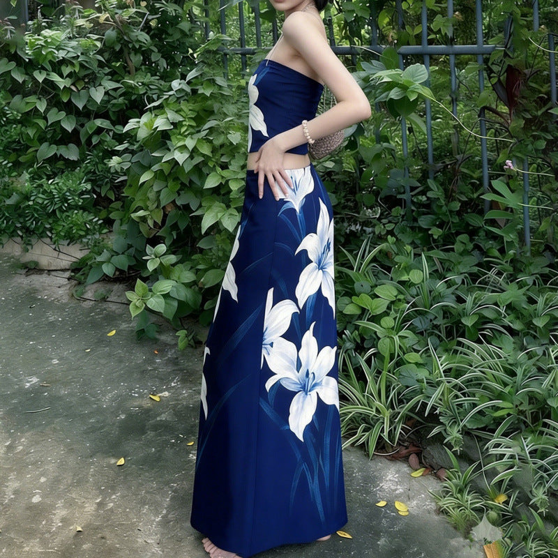 Damen Elegantes Maxi-Kleid mit floralem Design und Taillierung R&B