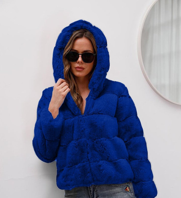 Damen weiche Fleecejacke mit Kapuze R&B