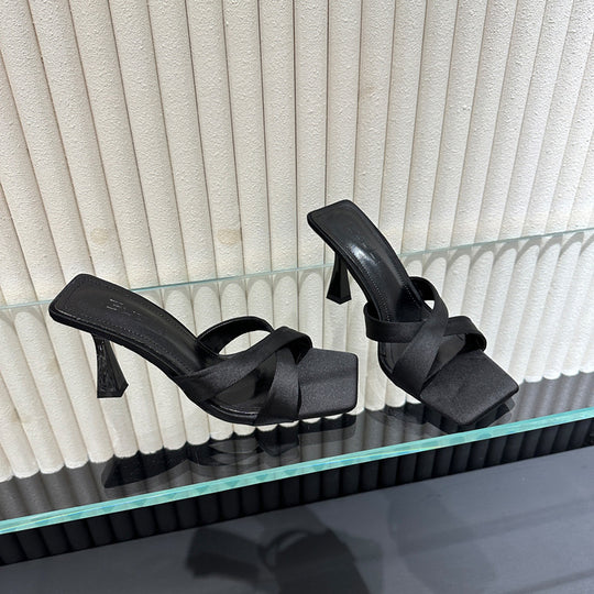 Damen elegante High Heel Sandalen mit gekreuzten Riemen R&B