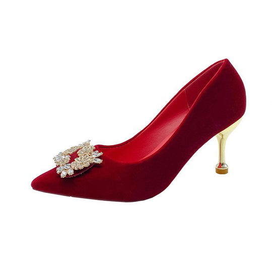 Damen elegante Pumps mit glitzerndem Strassakzent und moderner Fessel R&B