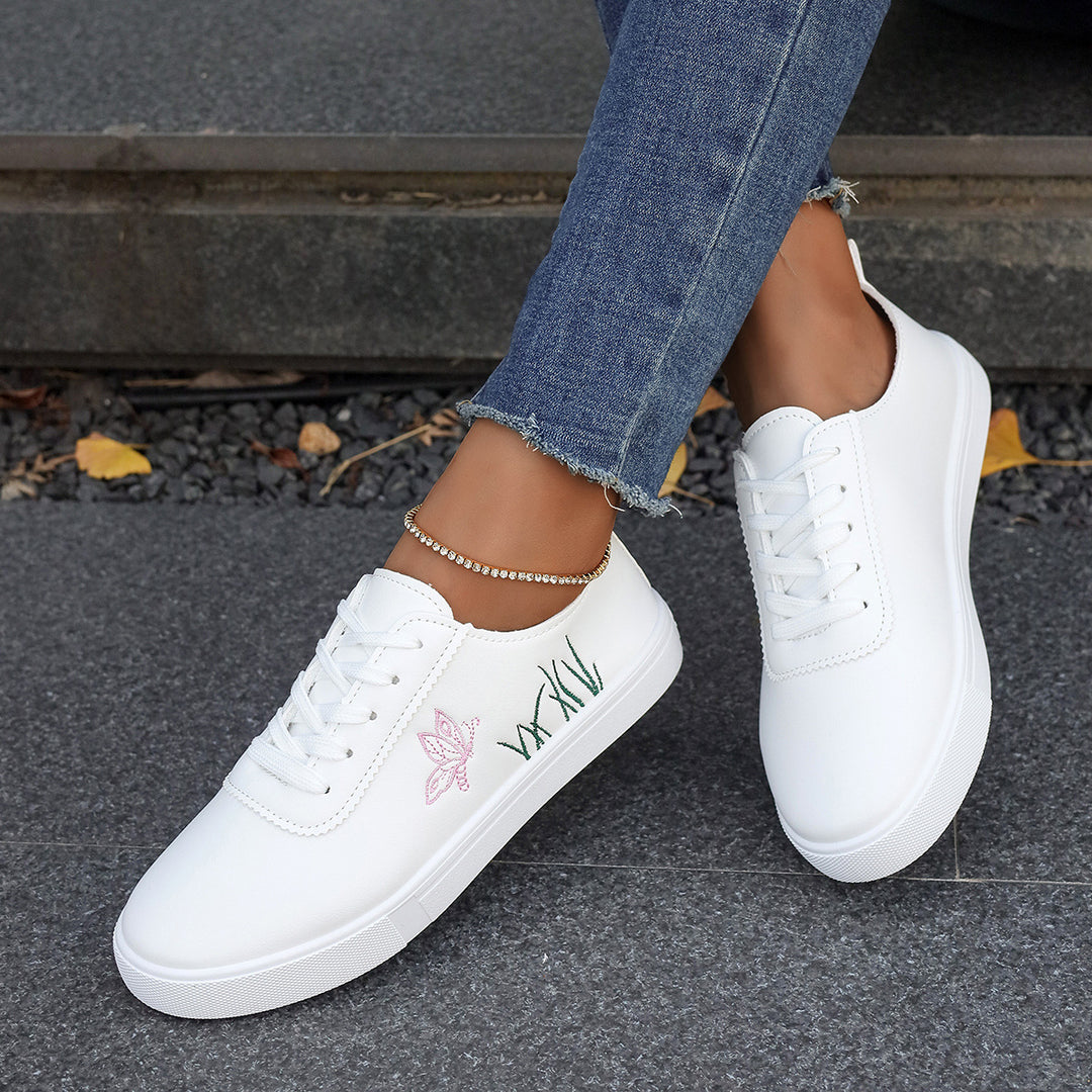 Damen Sneakers mit floralem Stickdesign und komfortabler Sohle R&B