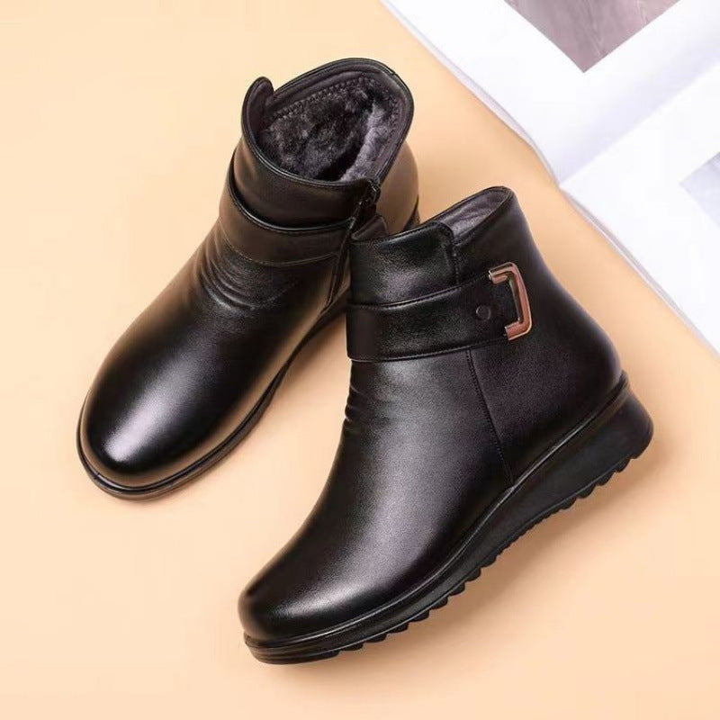 Damen Modische Stiefeletten mit Fleece-Futter und elegantem Schnallen-Detail R&B
