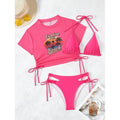 Damen Bikiniset mit modischer cropped Bluse und Schnürdetail R&B
