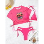 Damen Bikiniset mit modischer cropped Bluse und Schnürdetail R&B